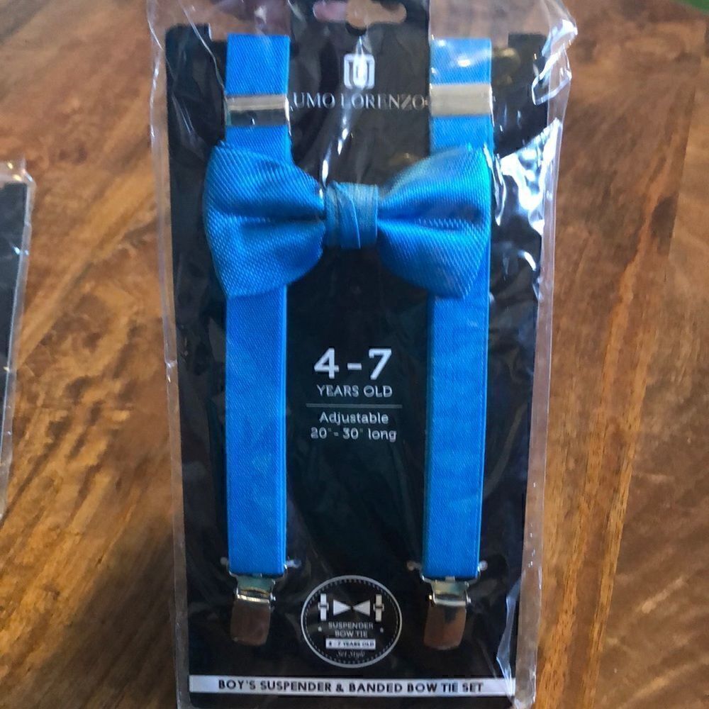 Kids Umo Lorenzo Suspender And Bow Tie Set-Rainbow blue